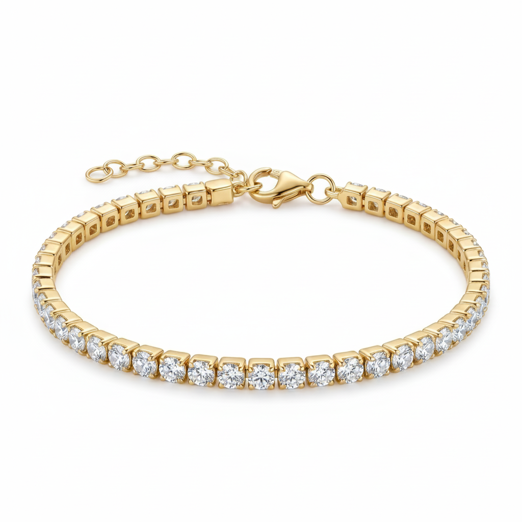 Pulsera Tennis Aurelia bañada en oro de 18K sobre plata 925 con línea continua de brillo