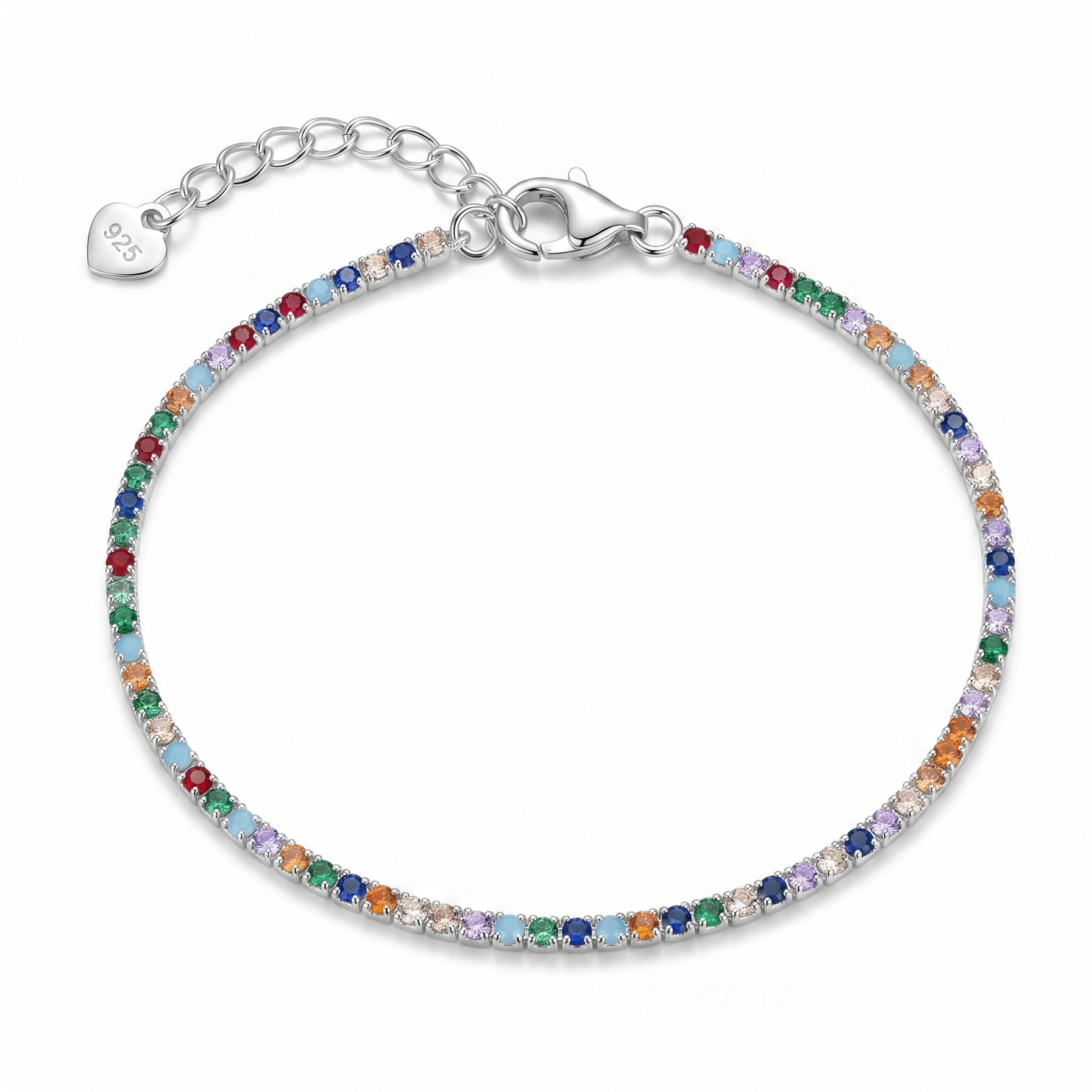 Pulsera Tennis Rainbow de plata 925 con zircones de colores