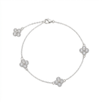 Pulsera Trébol Aurora de plata 925 con cinco tréboles de zircones transparentes