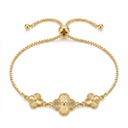 Pulsera Trío Flor Siena bañada en oro de 18K sobre plata 925 con tres flores ajustables