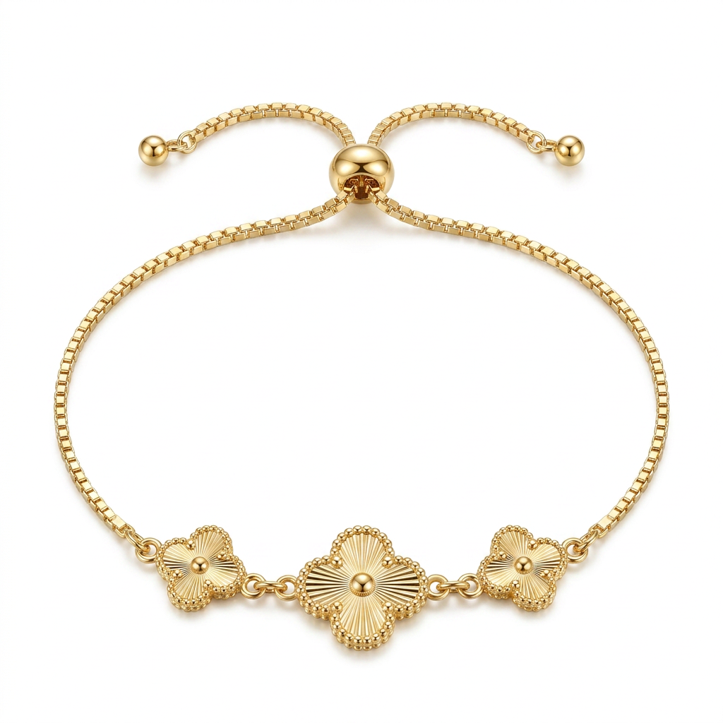 Pulsera Trío Flor Siena bañada en oro de 18K sobre plata 925 con tres flores ajustables