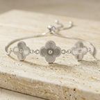 Pulsera trío floral de plata 925 con cadena veneciana box
