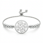 Pulsera Árbol Elara de plata 925 ajustable con árbol de la vida y esferas pulidas