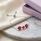 Pulsera ojo turco rojo ajustable en plata 925