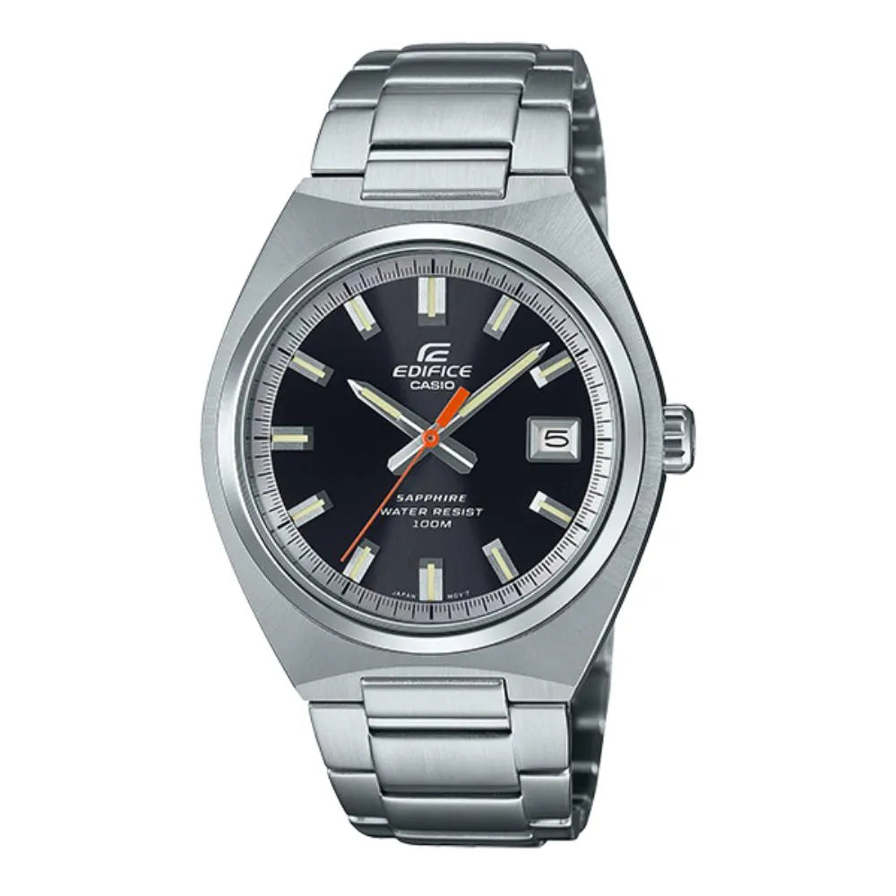 Reloj Casio Edifice EFB-109D-1A plateado para hombre con esfera negra y correa de acero inoxidable