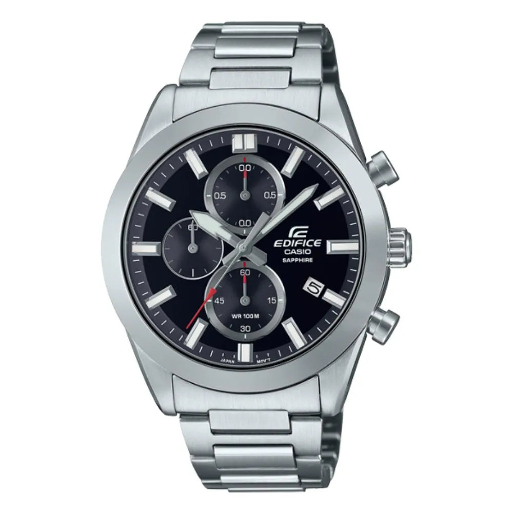 Reloj Casio Edifice EFB-710D-1A plateado para hombre con esfera negra y cronógrafo