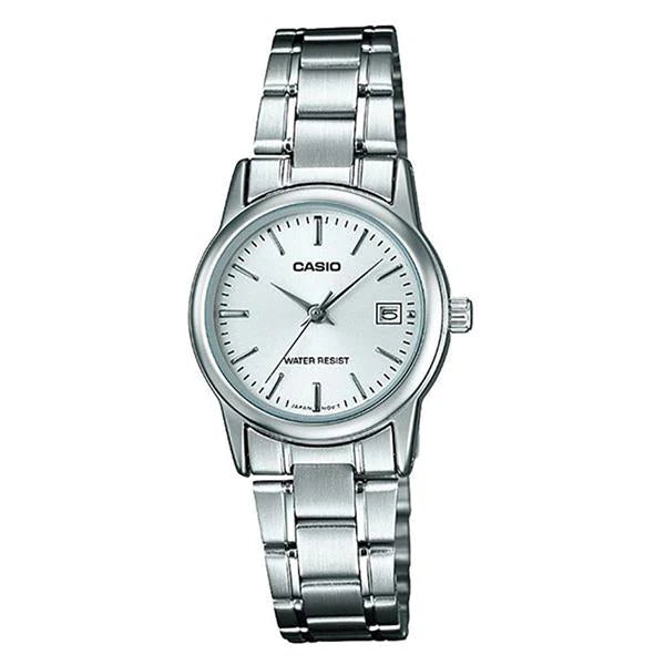 Reloj Casio LTP-V002D-7A plateado para mujer con correa de acero inoxidable
