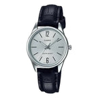 Reloj Casio LTP-V005L-7B para mujer con correa negra de cuero y esfera clara