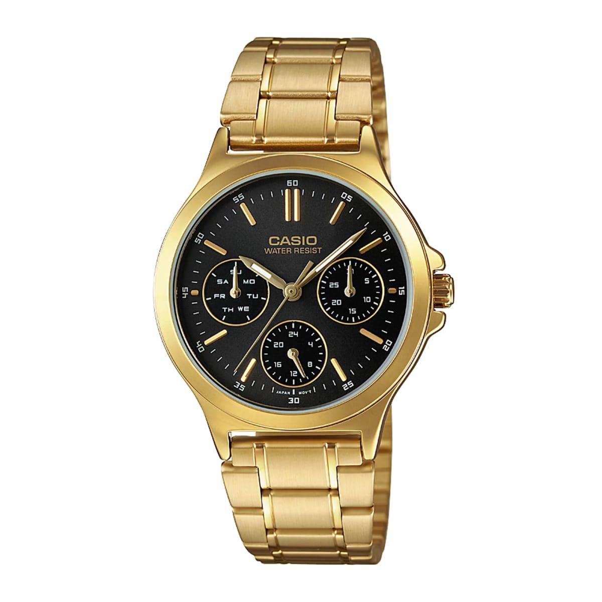 Reloj Casio LTP-V300G-1A dorado para mujer con esfera negra y correa de acero inoxidable