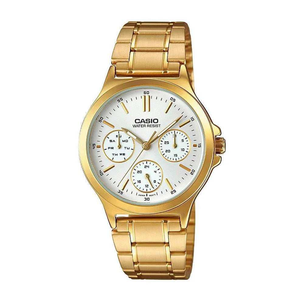 Reloj Casio LTP-V300G-7A dorado para mujer con esfera clara y correa de acero inoxidable