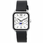 Reloj Casio MTP-M305L-7A Moon Phase para hombre con correa de cuero negro y esfera clara
