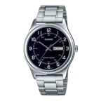 Reloj Casio MTP-V006D-1B2 plateado para hombre con esfera negra y correa de acero inoxidable