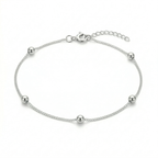 Tobillera mini esferas de plata 925 con cadena fina