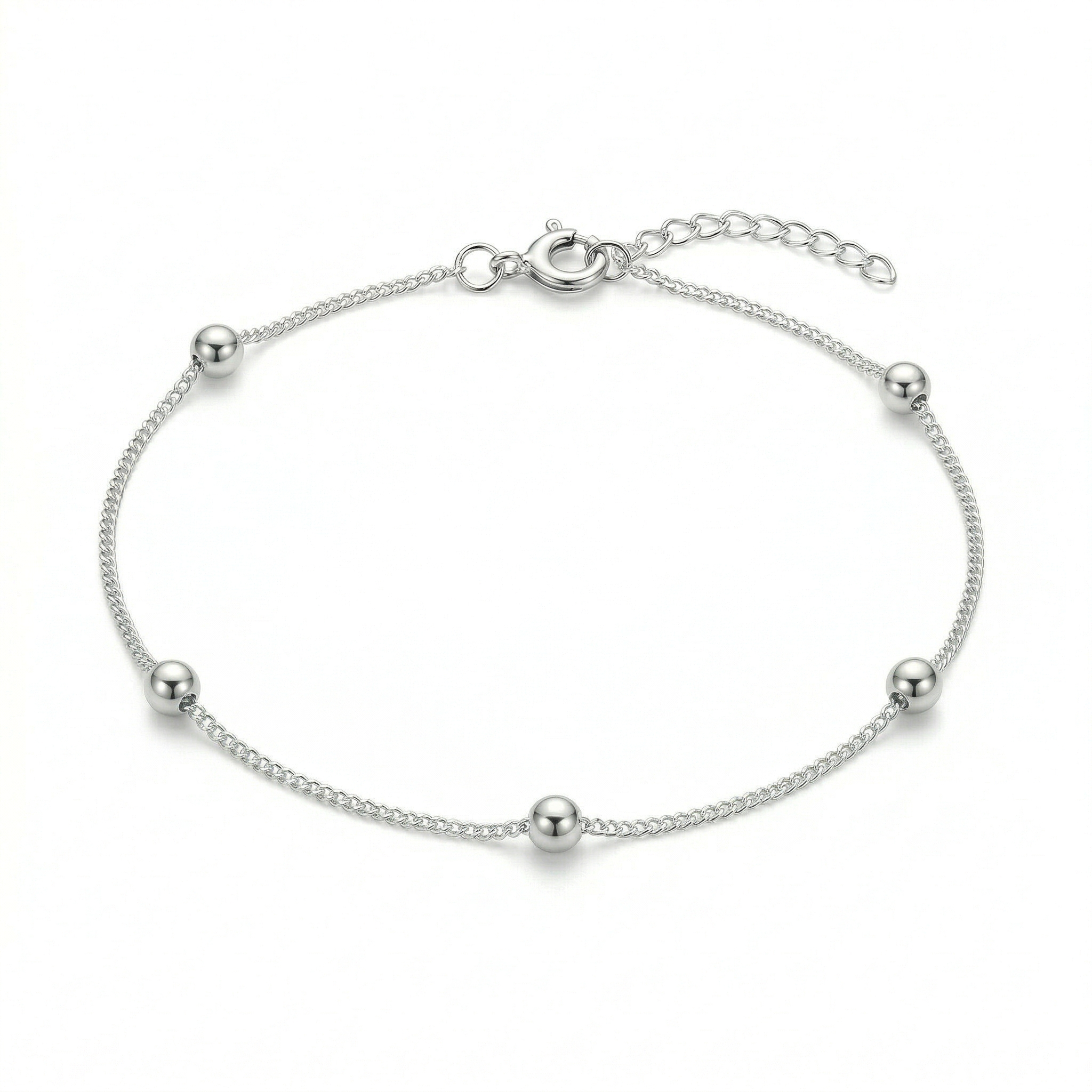 Tobillera mini esferas de plata 925 con cadena fina