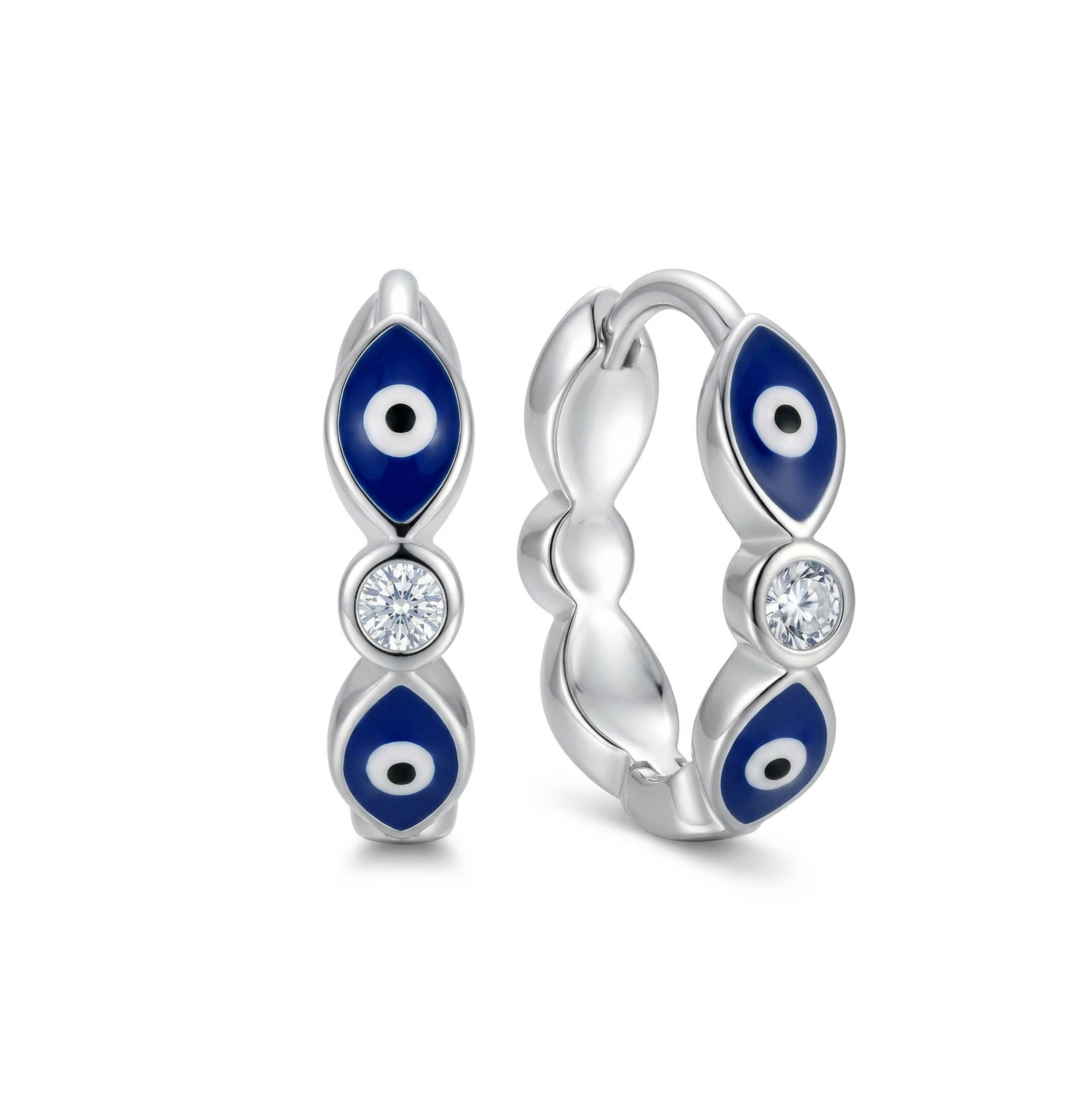 Aretes Argolla Nazar Azul 10mm